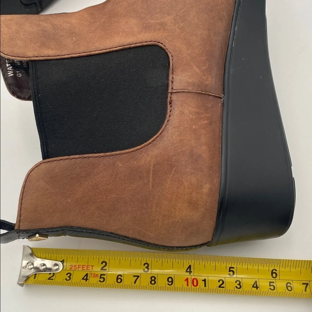 Cole haan Weatherproof Brown women 8B Leather Boots pull on casual office Y2K